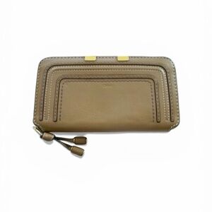 Chloe Tan Leather Zip Wallet with Gold Hardware